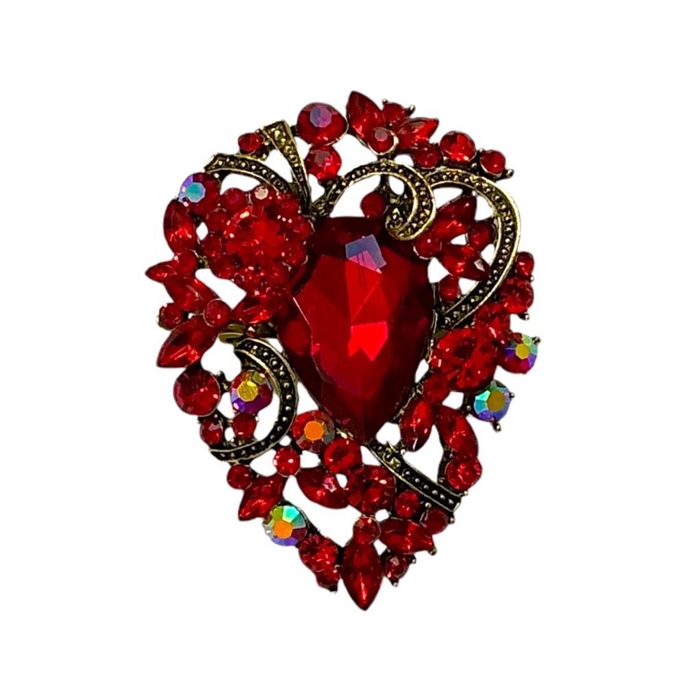 Large Red Teardrop Brooch/Pendant
